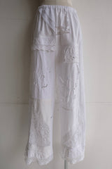 cutwork lace frill pants