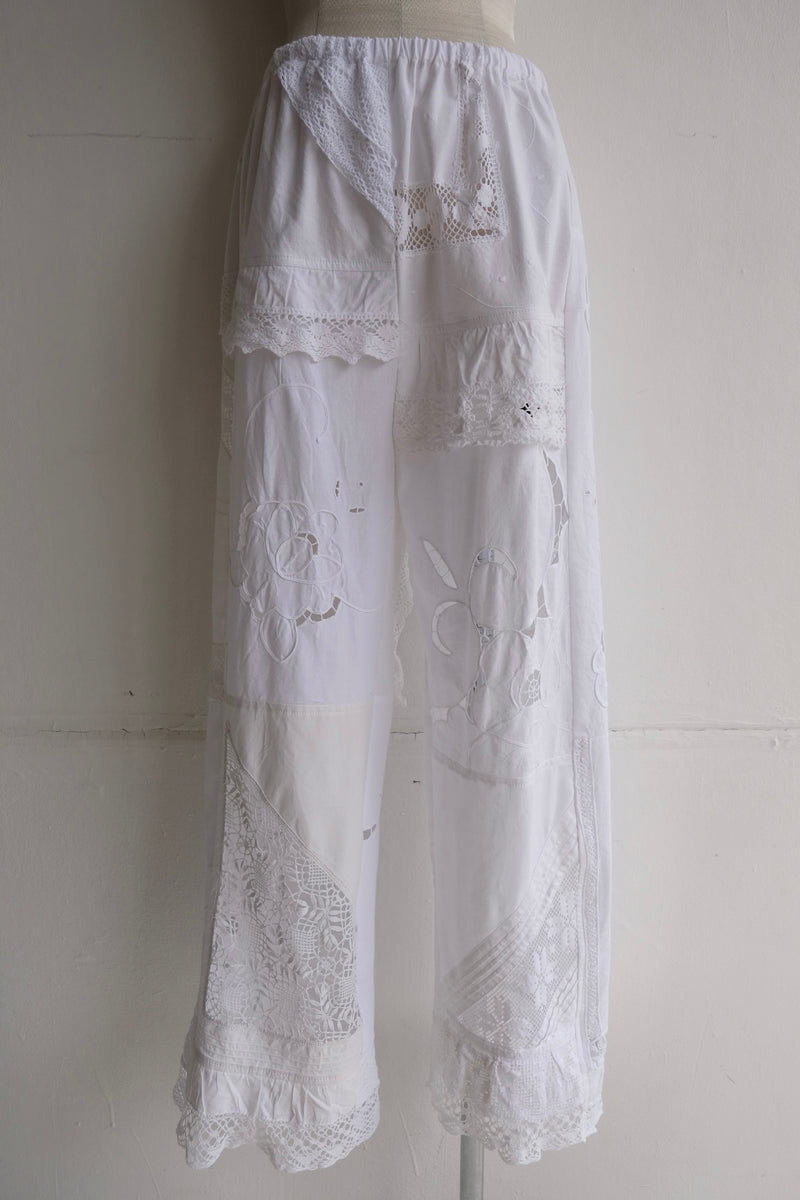 cutwork lace frill pants