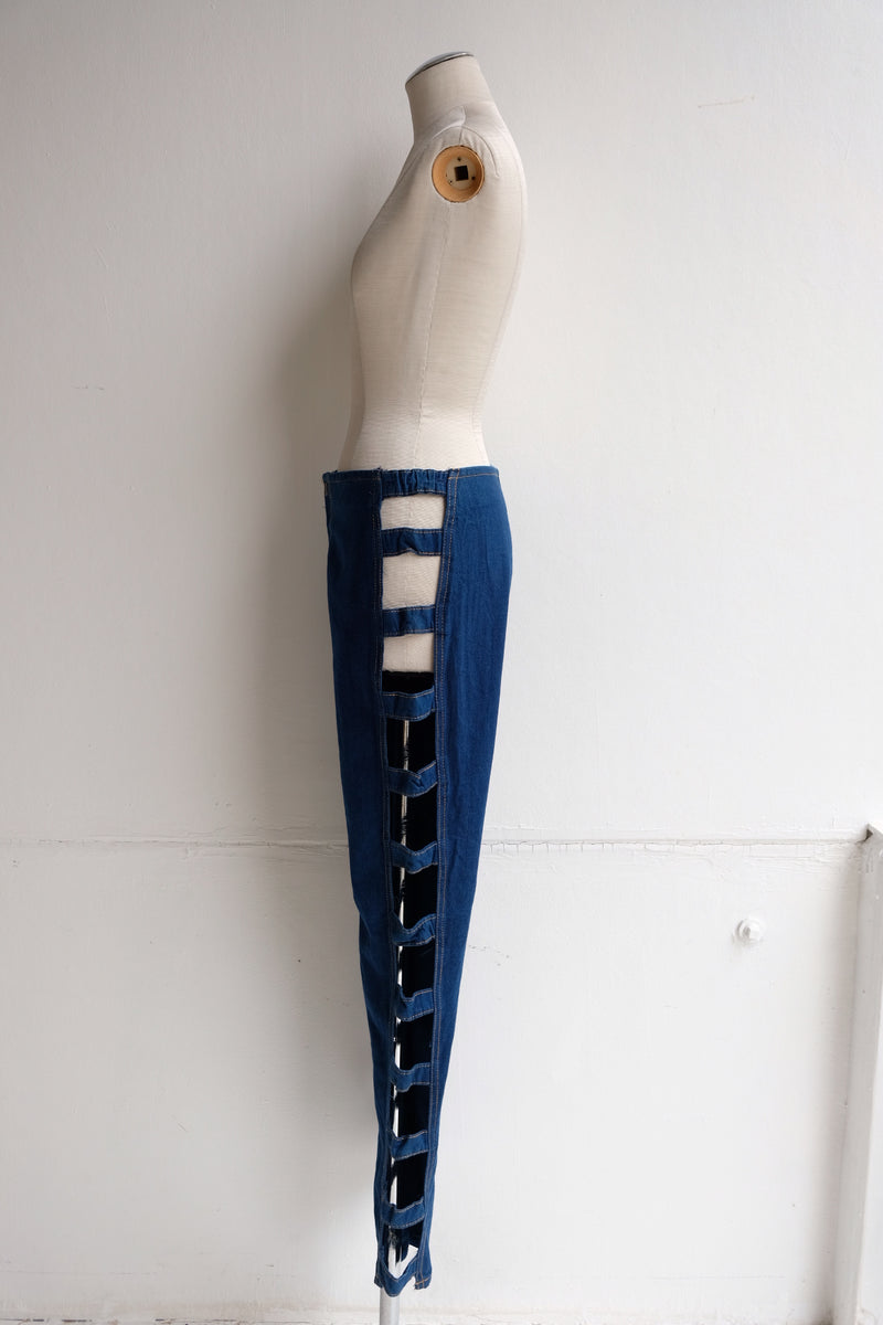 open side denim pants