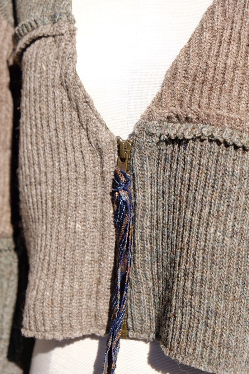 military rib short cardigan