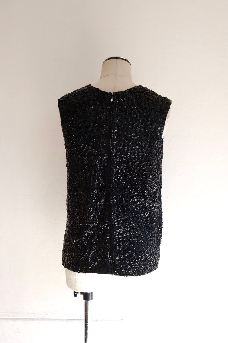 50's wool no-sleeve bijou top