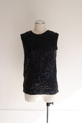 50's wool no-sleeve bijou top